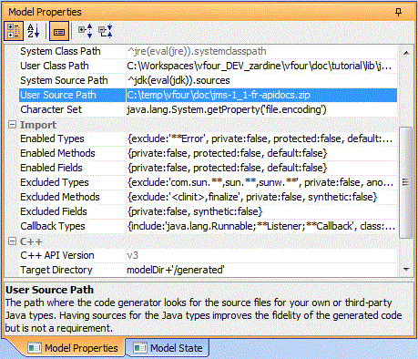 Model Properties Pane