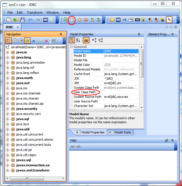The GUI with highlights for relevant UI elements