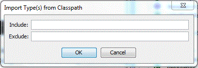 The import types from classpath dialog